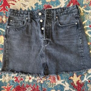 Dark Denim Button-Up Skirt